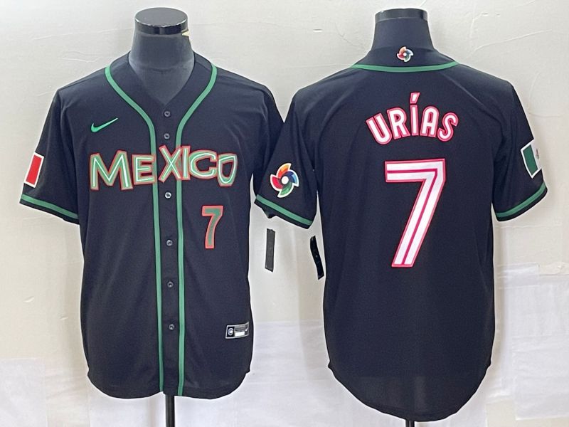 Men 2023 World Cub Mexico #7 Urias Black white Nike MLB Jersey37